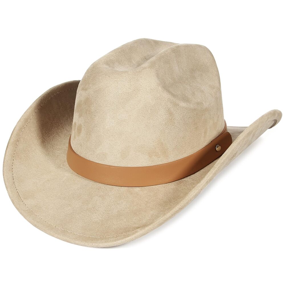 6888 Women's Suede Cowboy Hat For Men Classic Wide Brim Western Cattleman